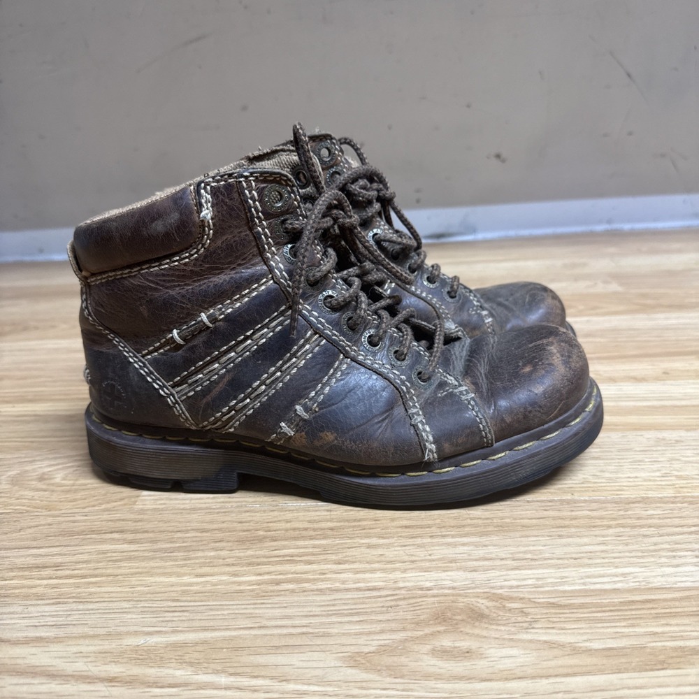 Dr Martens Quincy Brown Leather Distressed Chukka Hiking Combat Boots Sz 8M 9 L